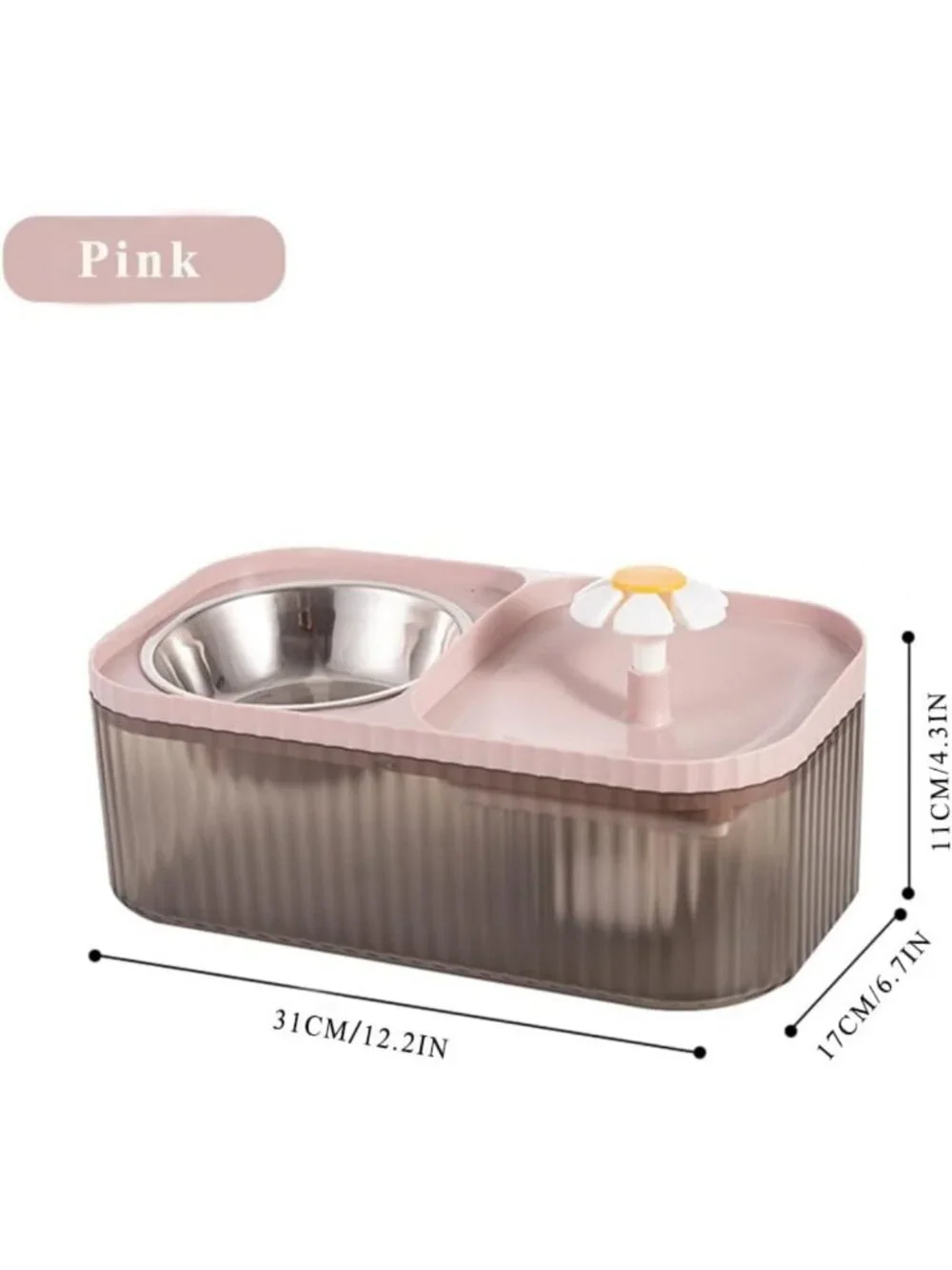 Super Quiet Cat Water Fountain & Stainless Steel Food Bowl, 100oz Automatic